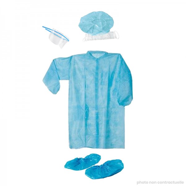 kit de protection covid-19 bleu pour dentiste et patient