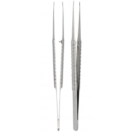 Pincettes de Castroviejo 16cm en inox. Pointes dentelées en acier inoxydable. KSI Instruments.