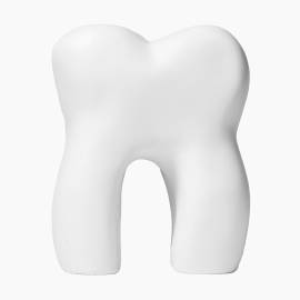 Tabouret blanc polyéthylène imitant une dent (molaire). Fabriqué par MOLART.