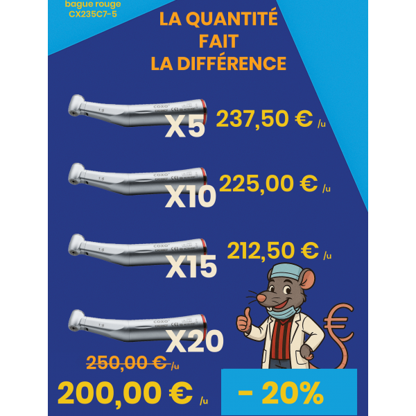 Tarifs dégressifs sur les contre-angles bague rouge avec lumière LED COXO