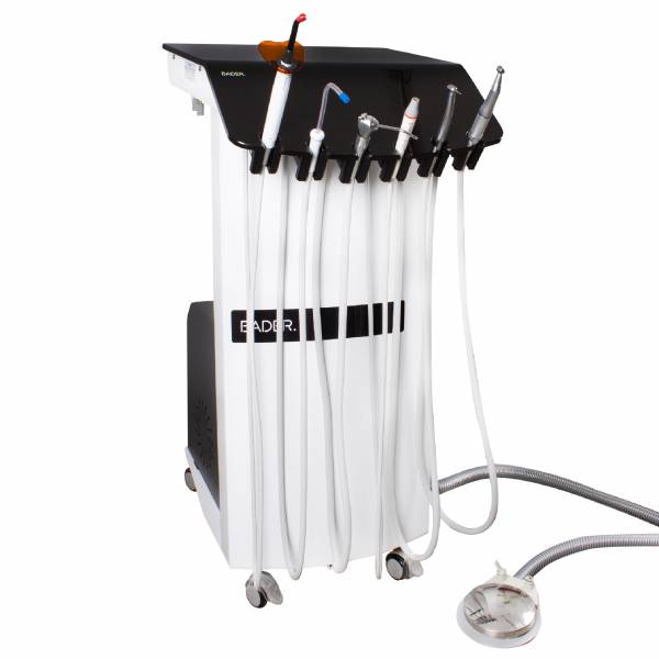 Unité dentaire mobile avec système d'aspiration et compresseur